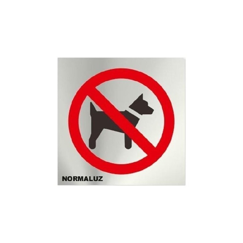 SEÑAL INOX ADHESIVA 12*12  ''PROHIBIDO PERROS''