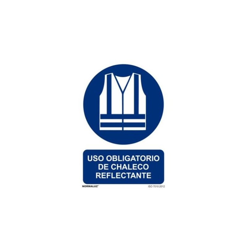 SEÑAL PVC 21 X 30 ''USO OBLIGATORIO CHALECO REFLECTANTE''
