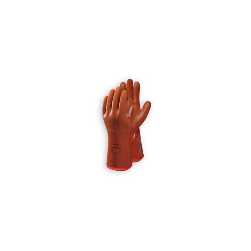 GUANTE FRÍO PVC NARANJA DOBLE BAÑO INTERIOR ACRILICO 30 CMTS. TALLA 10 . EN388 EN511 EN374