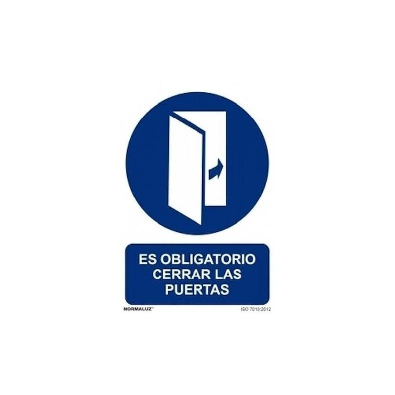 SEÑAL ADHESIVA 10 X 15 ''OBLIGATORIO CERRAR LAS PUERTAS''