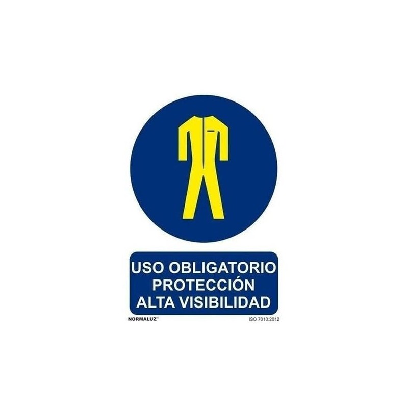 SEÑAL PVC 21 X 30 ''USO OBLIGATORIO ROPA ALTA VISIBILIDAD''