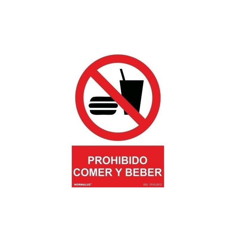 SEÑAL PVC 21 X 30 ''PROHIBIDO COMER Y BEBER''