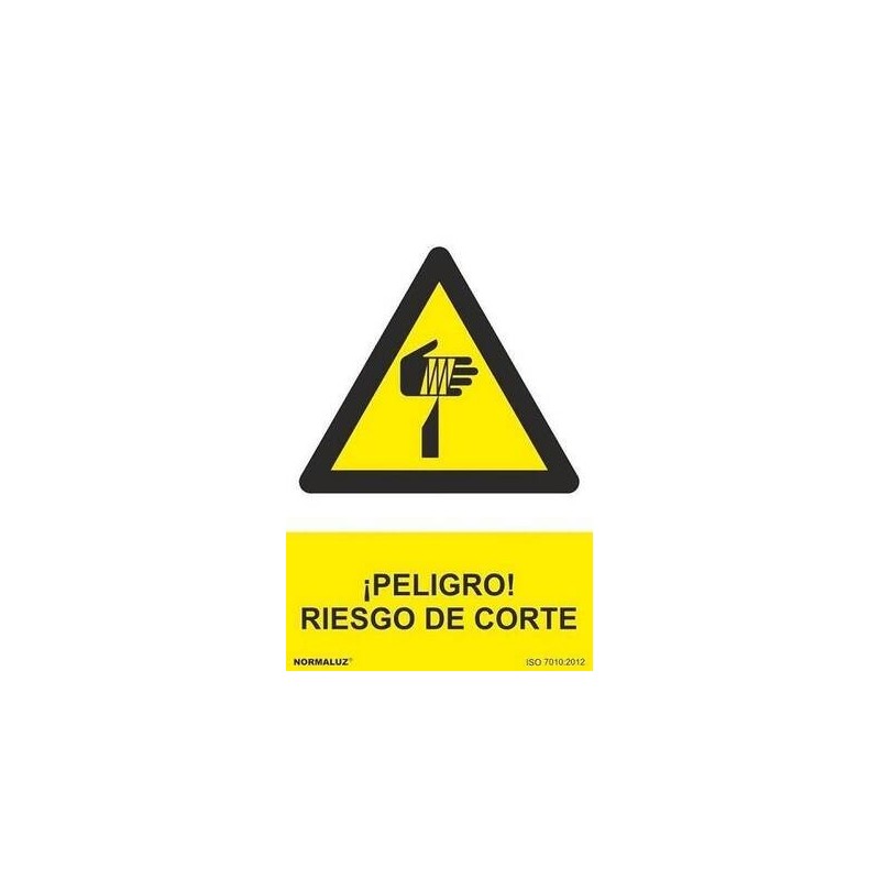SEÑAL PVC 21 X 30 ''PELIGRO RIESGO DE CORTE''
