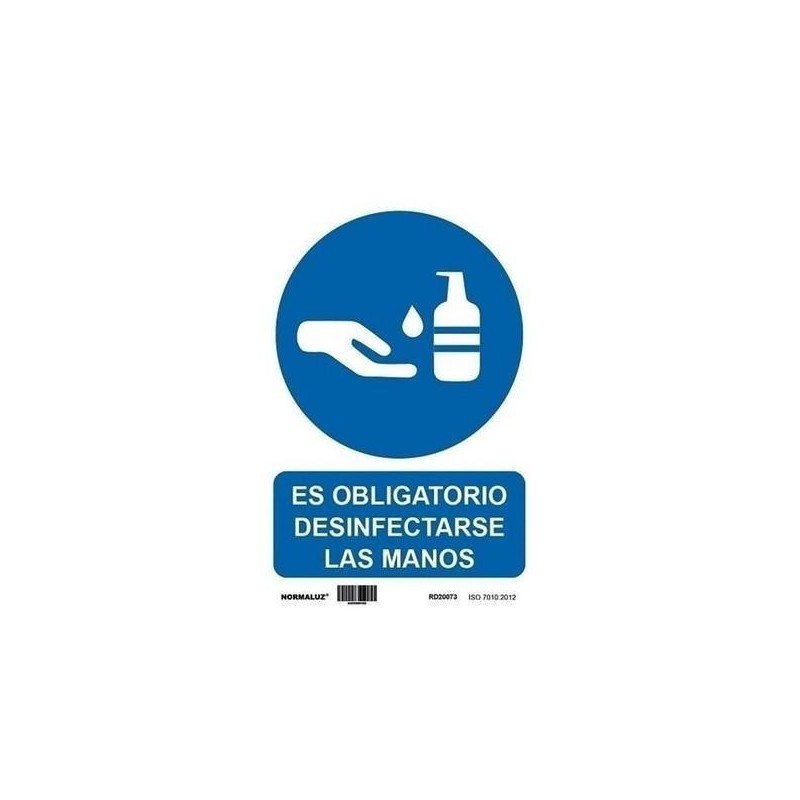 SEÑAL ADHESIVA 20 X 30 ''OBLIGATORIO DESINFECTARSE LAS MANOS''
