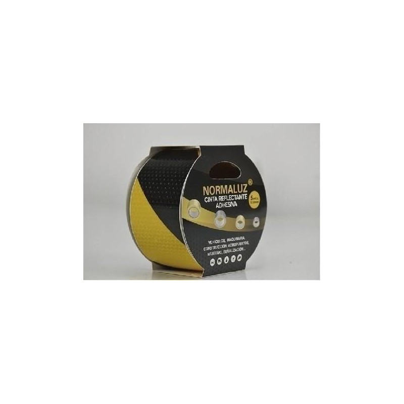 CINTA SEÑ.ADHESIVA REFLECTANTE ROLLO 50MM X 5 MTS. AMARILLA / NEGRA