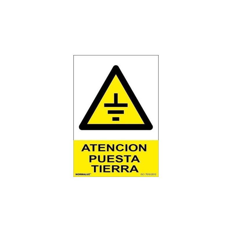 SEÑAL PVC 21 X 30 ''ATENCION PUESTA A TIERRA''