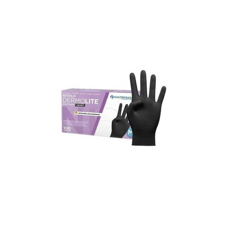 GUANTE NITRILO DERMOLITE NEGRO CAJA DE 100 UNIDADES