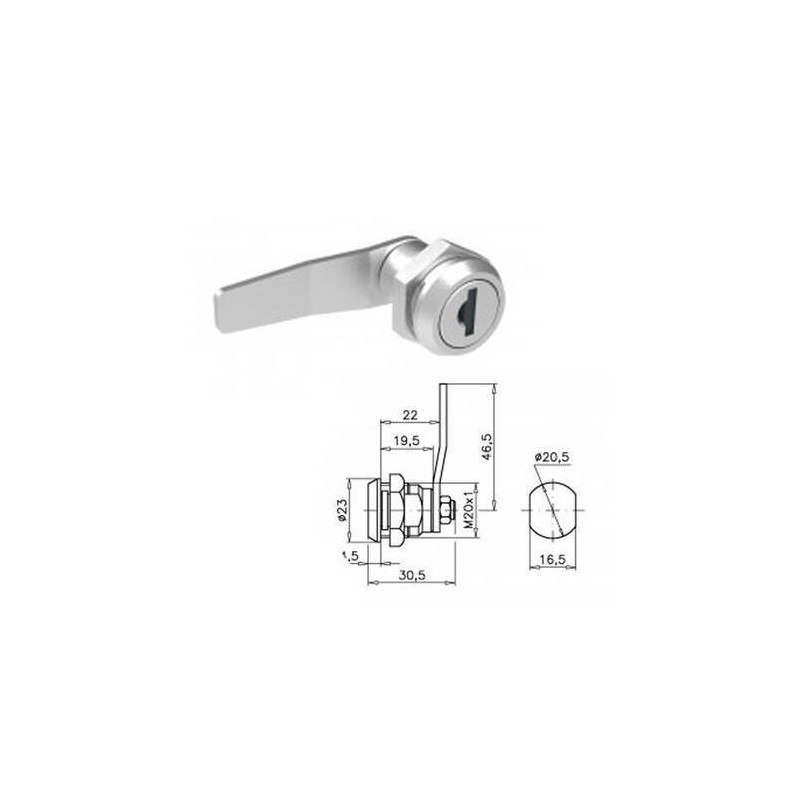 CERRADURA CROMADA 2 LLAVES 19,5X30,5MM FSK