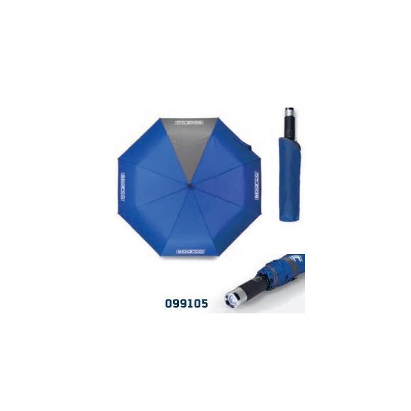 PARAGUAS PLEGABLE CON LINTERNA AZUL SPARCO