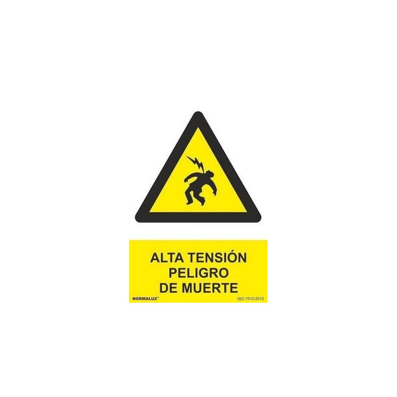 SEÑAL PVC 21 X 30 ''ALTA TENSION. PELIGRO MUERTE''