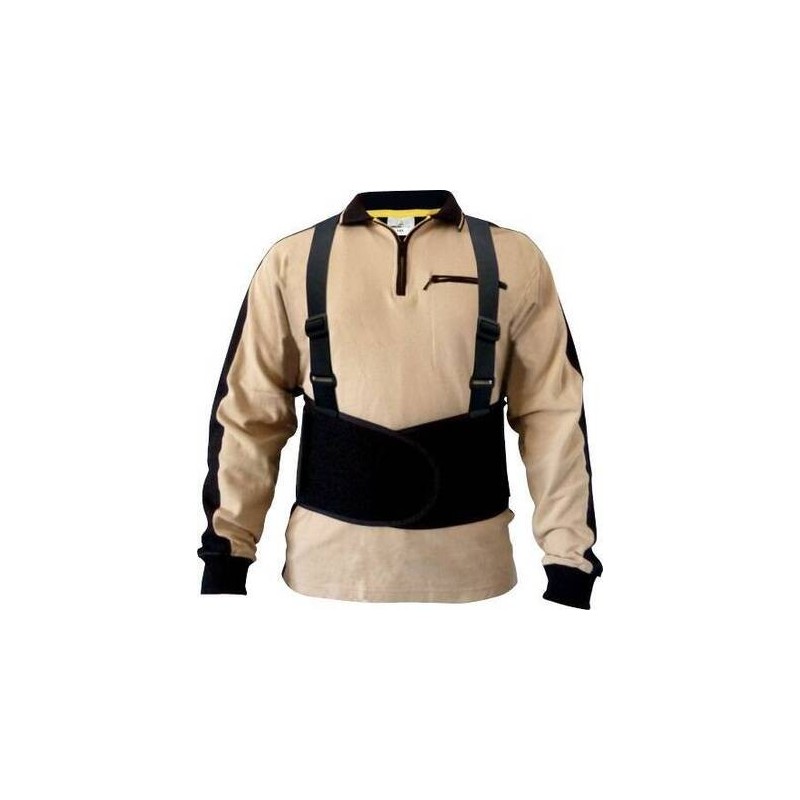 FAJA LUMBAR AJUSTABLE CON TIRANTES NEGRO