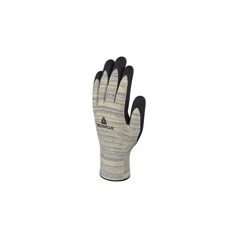 GUANTE ANTICORTE/CALOR PALMA NITRILO AMAR-GRIS EN407, EN388 4,X,4,2,D