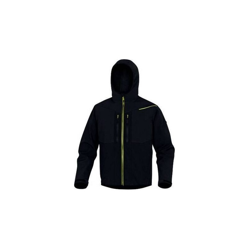 CHAQUETA SOFTSHELL HORTEN2 NEGRO-AMARILLO