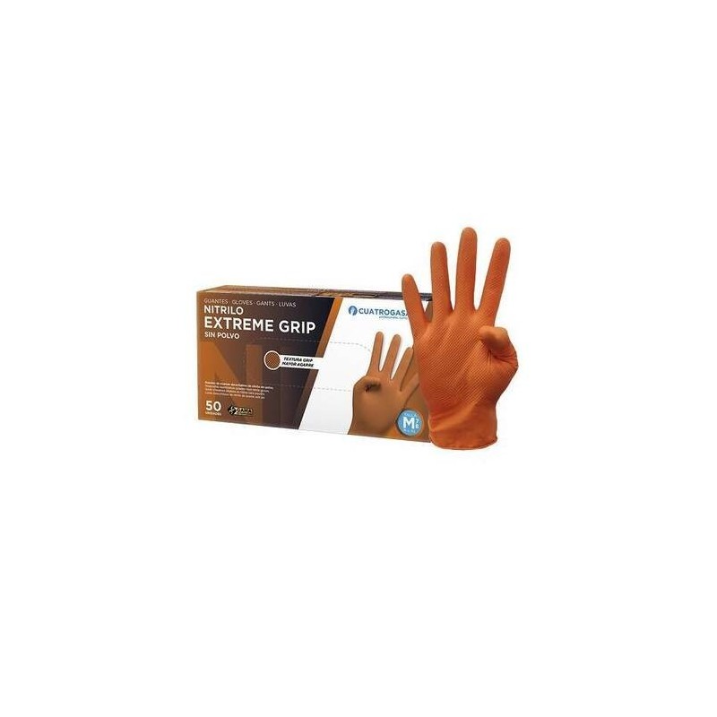 GUANTE NITRILO EXTREME GRIP NARANJA CAJA 50 UNIDADES