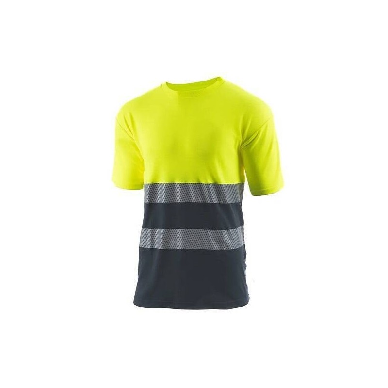 CAMISETA M/C COMB. A.V. BANDA SEGMENTADA SUGAR GRIS/AMARILLO