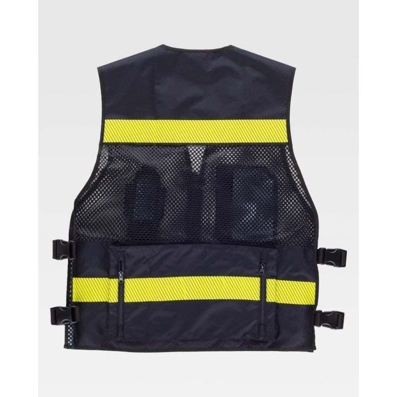 CHALECO C/REJILLA Y AJUSTE LATERAL TALLA ÚNICA MARINO / AMARILLO FLUOR