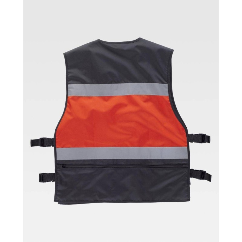 CHALECO TEJIDO OXFORD AJUSTE LATERAL COMBINADO TALLA ÚNICA  ROJO / NEGRO