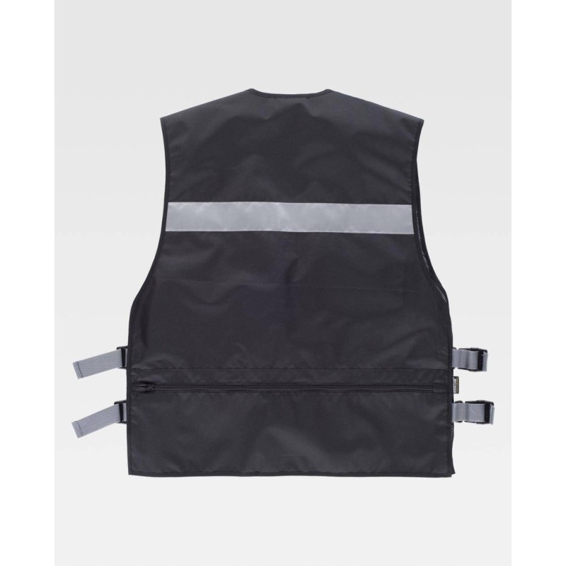 CHALECO TEJIDO OXFORD AJUSTE LATERAL CINTAS REFLECT. TALLA ÚNICA NEGRO