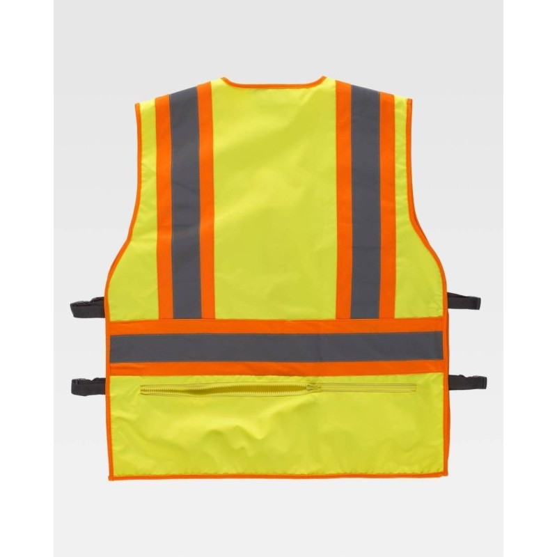 CHALECO TEJIDO OXFORD AJUSTE LATERAL TALLA ÚNICA AMARILLO /  NARANJA FLUOR
