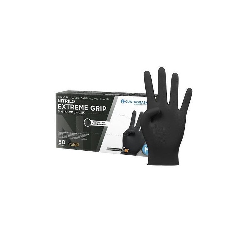 GUANTE NITRILO EXTREME GRIP TALLA XL NEGRO CAJA 50 UNIDADES