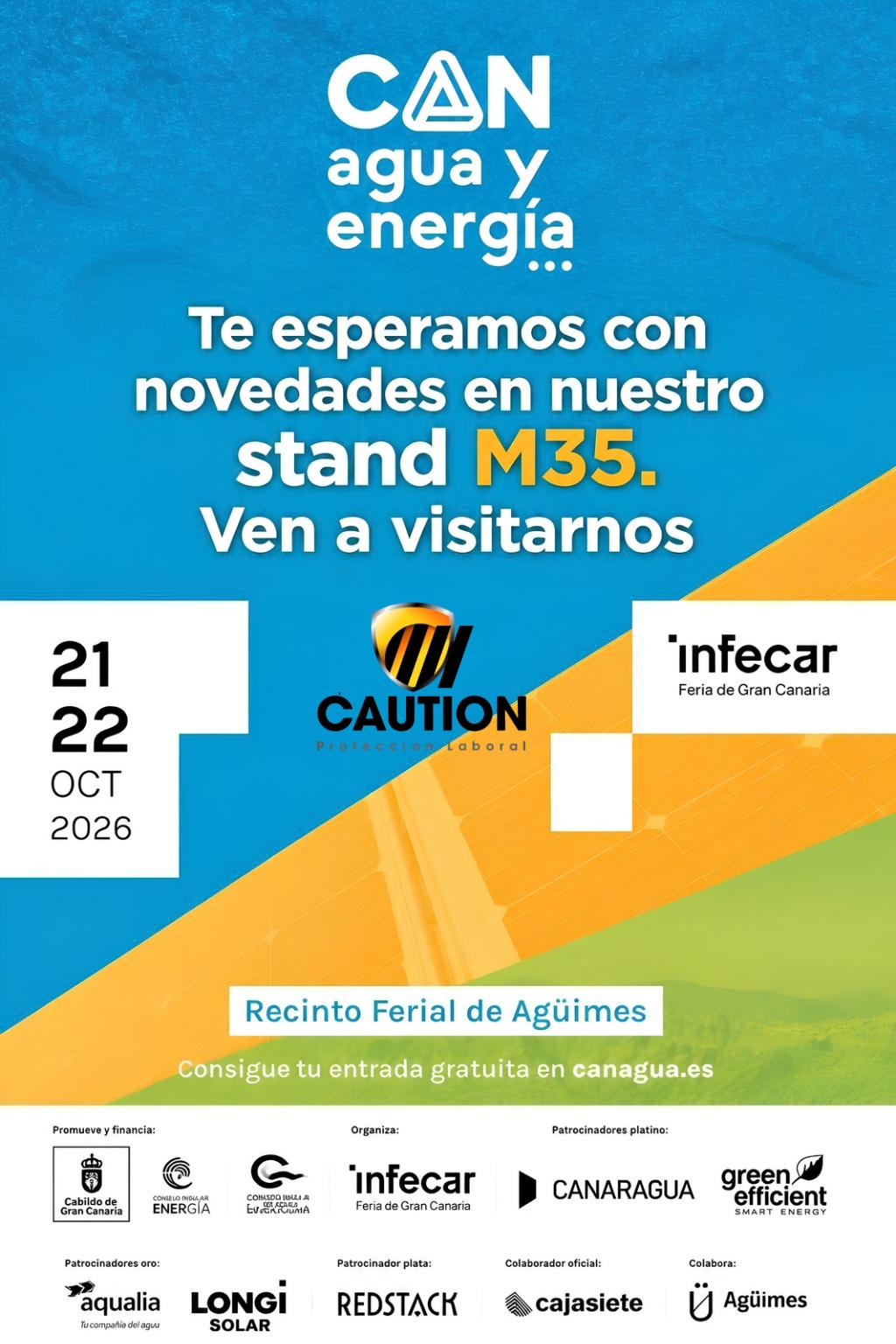 Caution en la feria CAN Agua y Energia 2026 - Infecar, Recinto Ferial de Aguimes, stand M35, 21 y 22 de octubre de 2026